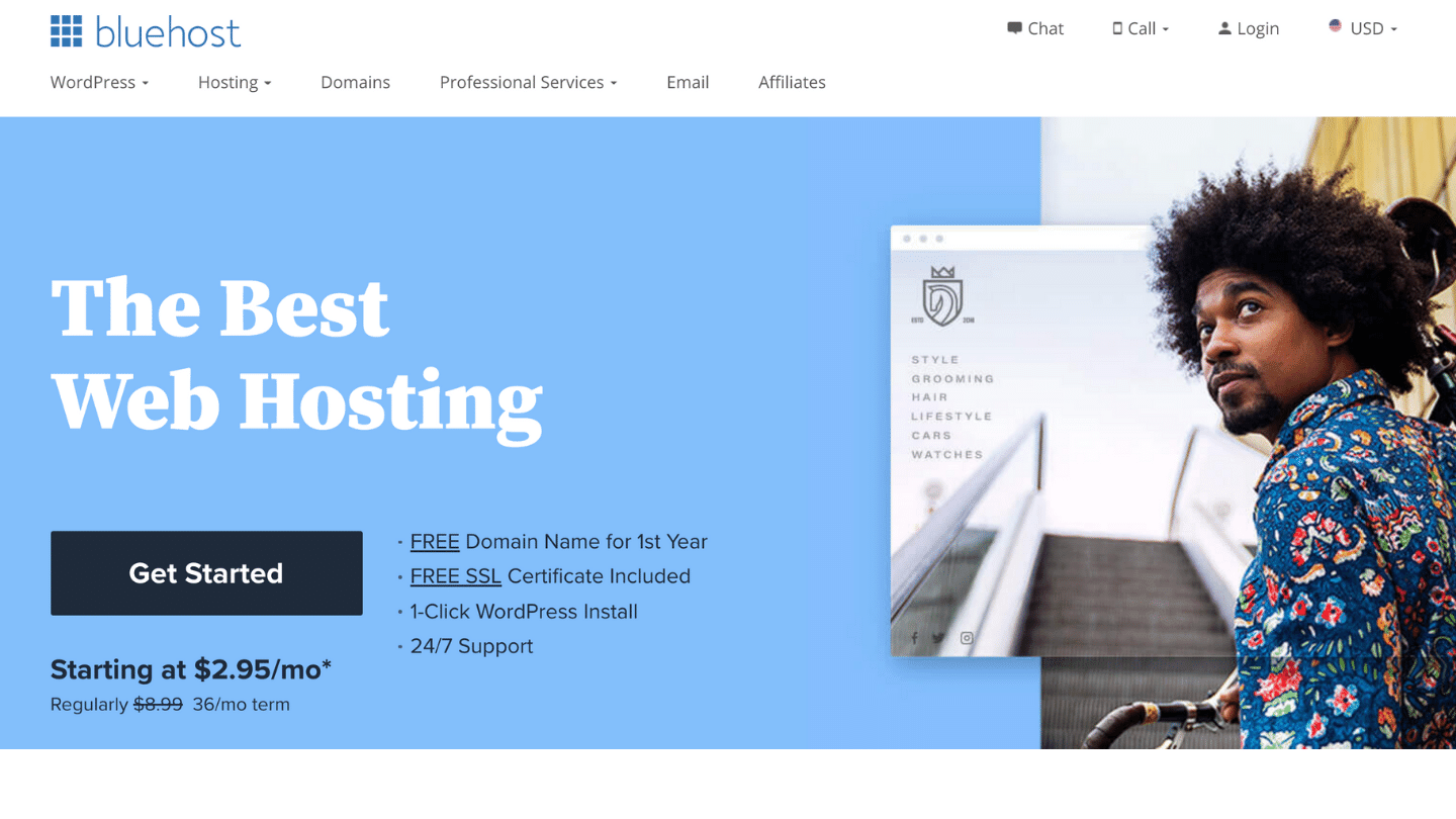 Bluehost homepage-How to Start a Blog in 2021 (and Make Money): Easy Guide to Start Blogging Today